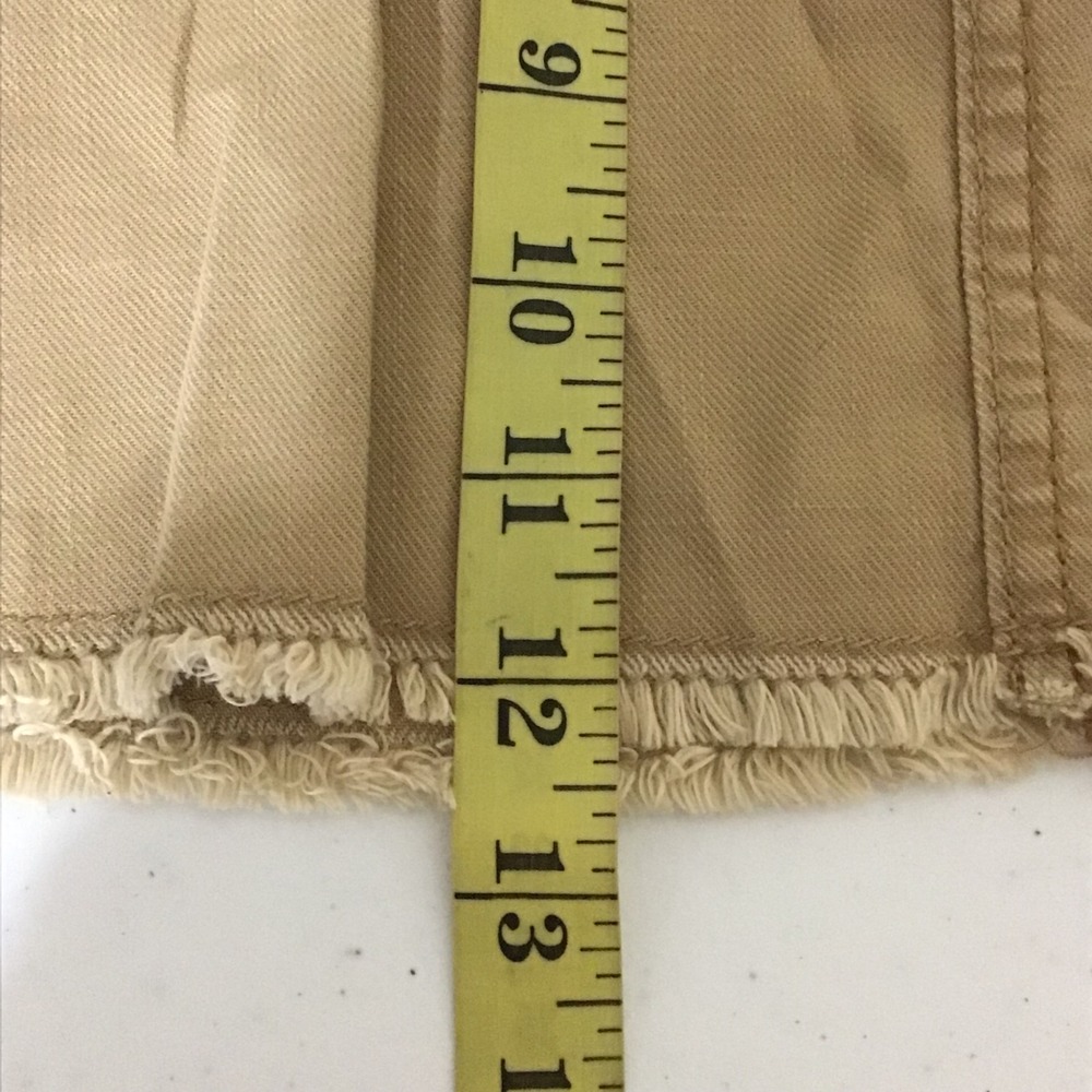 Jordache Khaki Stretch Skirt Juniors Size 11 12 Frayed Hem Embroidered Pockets - Picture 7 of 7
